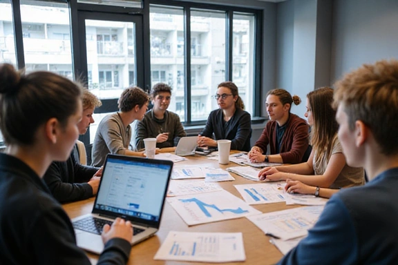 Étudiants discutant d'investissements