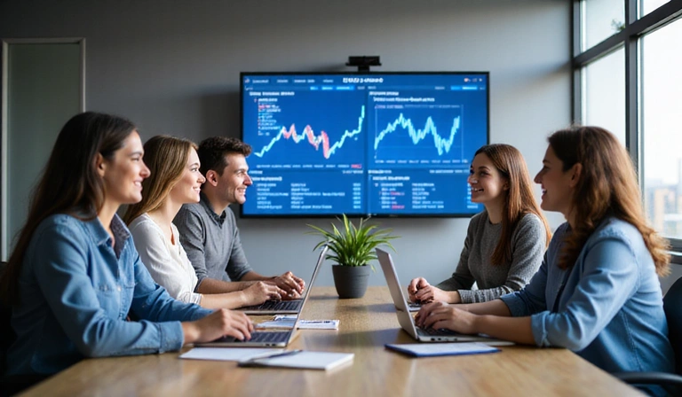 Équipe WealthRise Academy travaillant ensemble